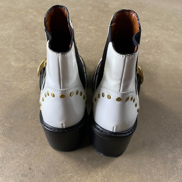 Vintage Gold Studded, White Coach Boots - Picture 4 of 7